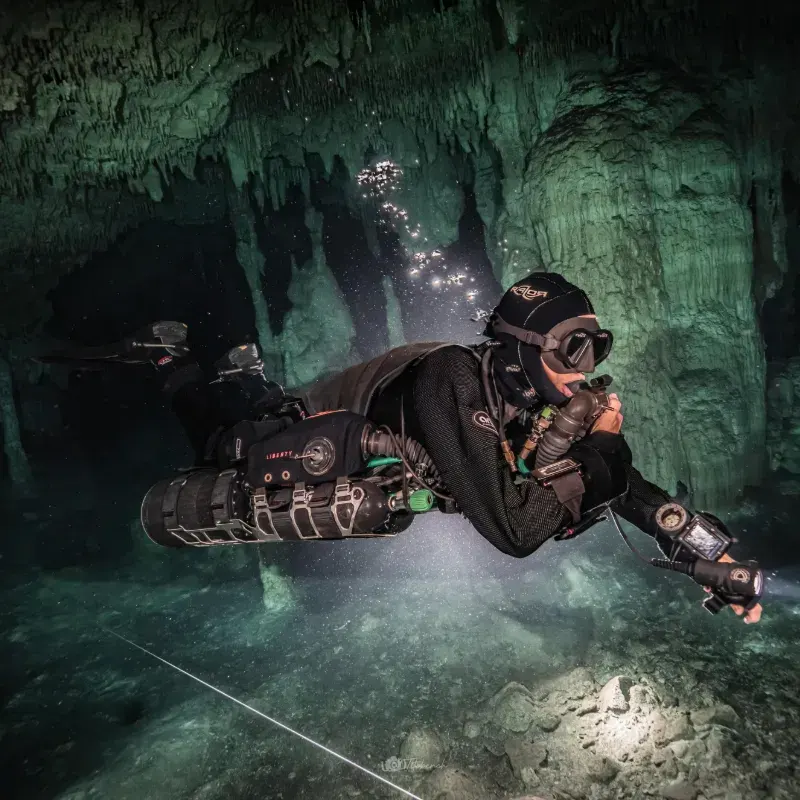 Liberty CCR Training in the cenotes of Mexico